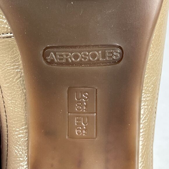 Aerosoles Bentwood Shoes Womens 8.5M Tan Lizard Bowtie Open Toe Heels Workwear - Picture 10 of 12